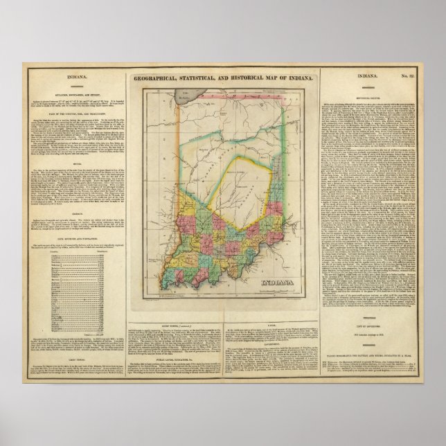 Map Of Indiana Poster (Front)