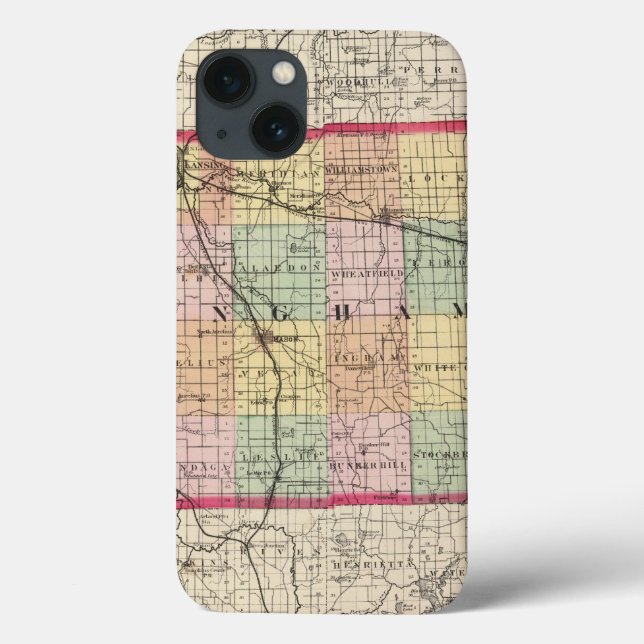 Map of Ingham County, Michigan Case-Mate iPhone Case (Back)