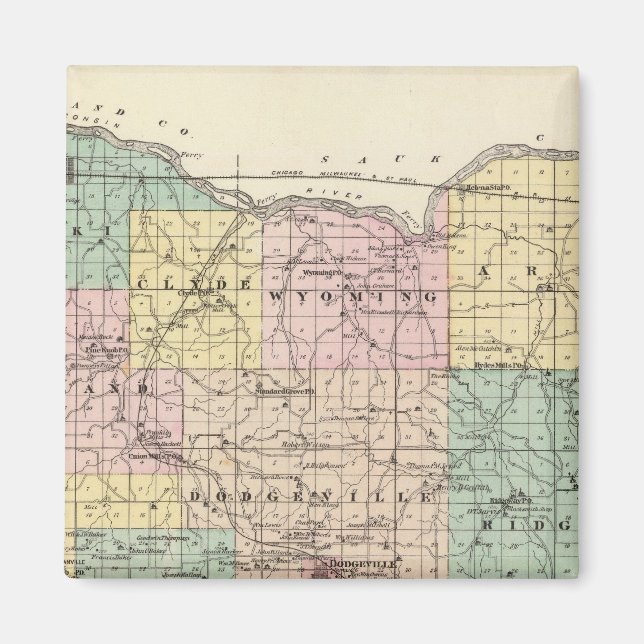 Map of Iowa County, State of Wisconsin Magnet (Front)