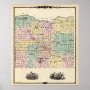 Map of Iowa County, State of Wisconsin Poster
