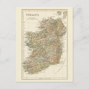 Map of Ireland 1862 Wedding Save The Date Announcement Postcard