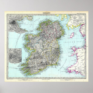 Map of Ireland (1891) Poster