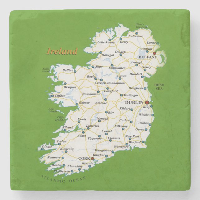 Map Of Ireland Coasters (Front)