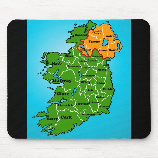 Map of Ireland (counties) Mouse Pad (Front)