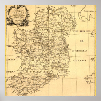 Map of Ireland, Families of Irish and English Poster