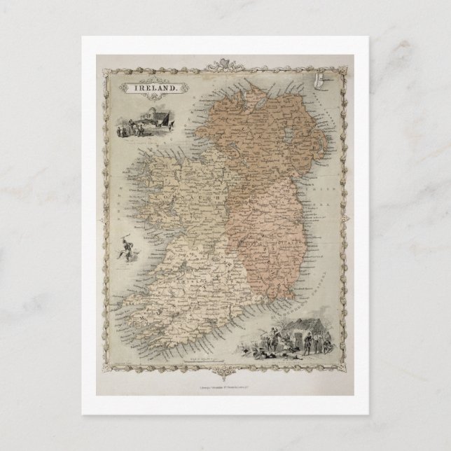 Map of Ireland, published c.1850 (hand-coloured en Postcard (Front)