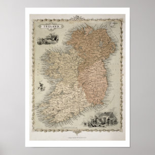 Map of Ireland, published c.1850 (hand-coloured en Poster