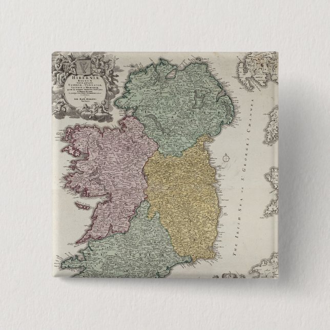 Map of Ireland showing the Provinces of Ulster 15 Cm Square Badge (Front)