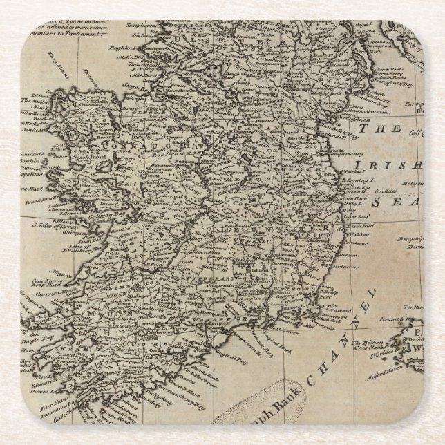 Map of Ireland Square Paper Coaster (Front)