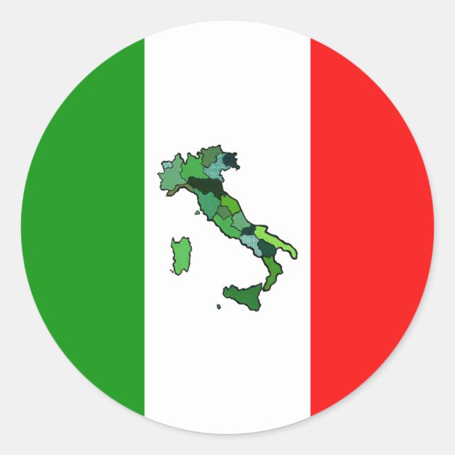 Map of Italy and Italian Flag Classic Round Sticker (Front)