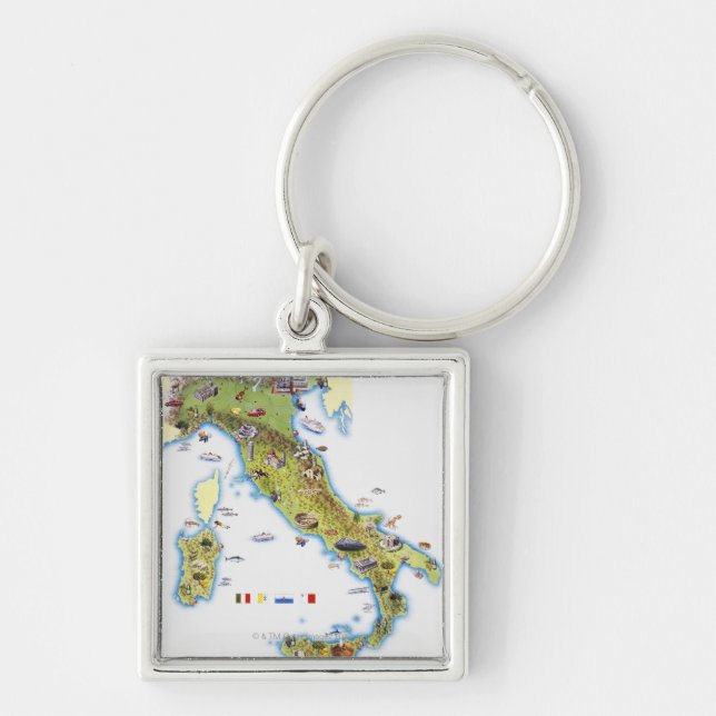 Map of Italy Key Ring (Front)