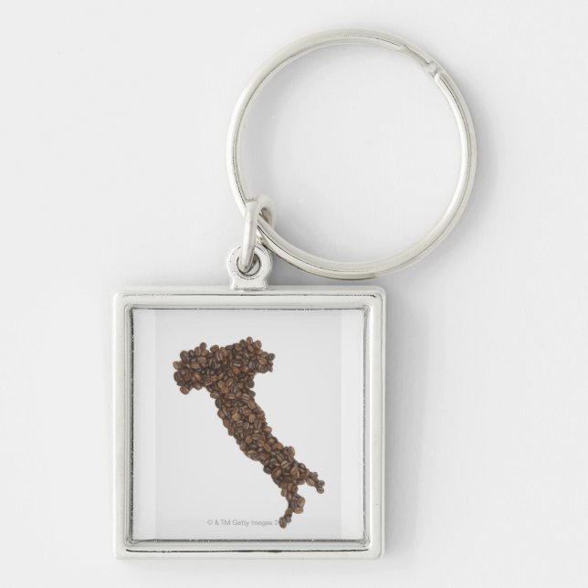 Map of Italy made of Coffee Beans Key Ring (Front)