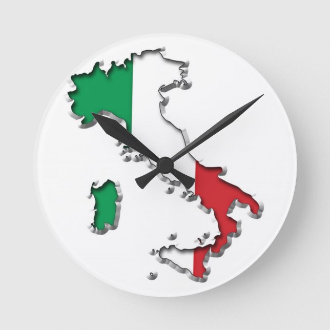 Map of Italy Round Clock (Front)