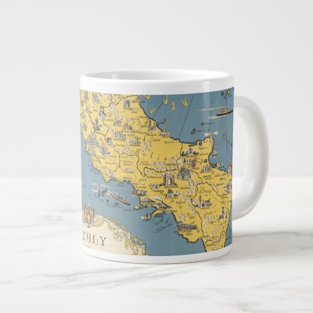 Map of Italy with Vatican City Large Coffee Mug (Front Right)
