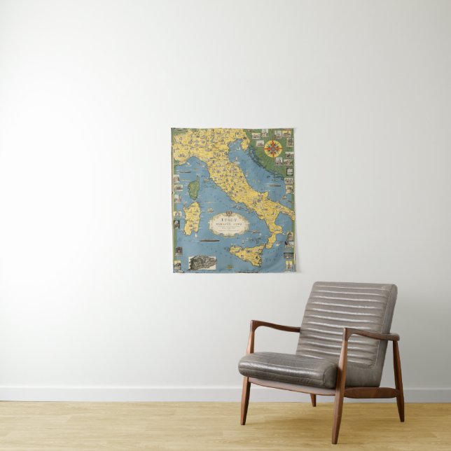 Map of Italy with Vatican City Tapestry (In Situ)