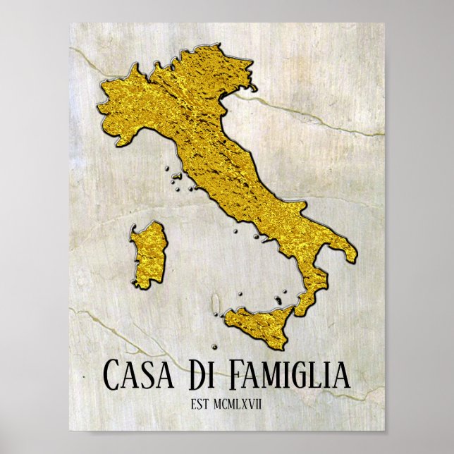 Map of Italy Your Text Poster (Front)