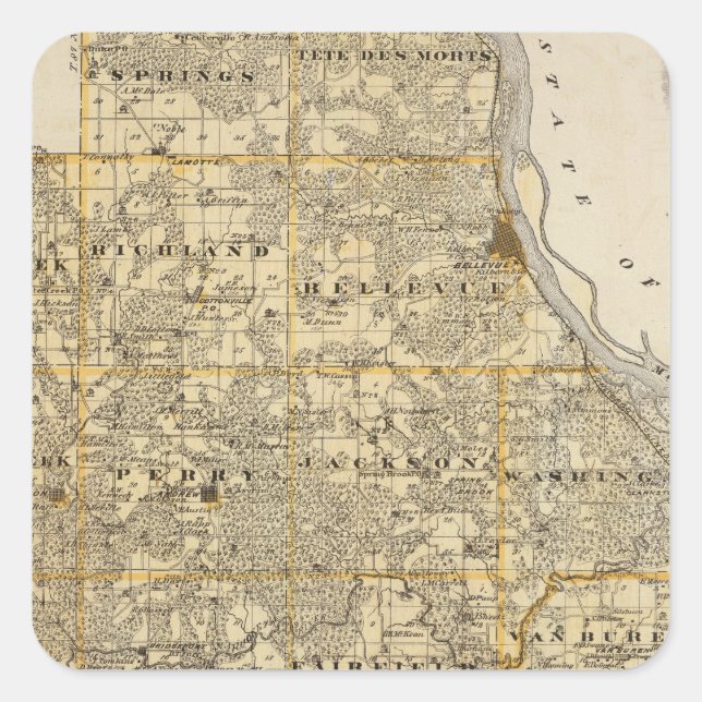 Map of Jackson County 2 Square Sticker (Front)