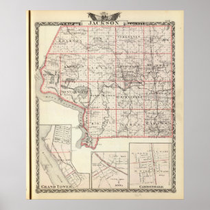 Map of Jackson County, Grand Tower Poster