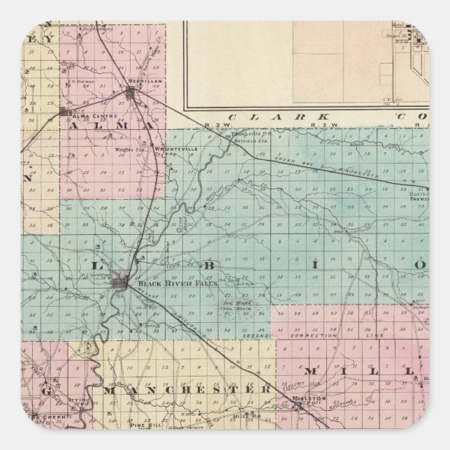 Map of Jackson County, Plat of Friendship Square Sticker (Front)
