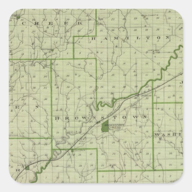 Map of Jackson County Square Sticker (Front)