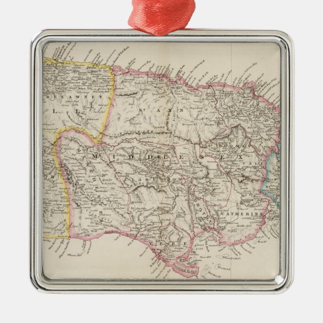 Map of Jamaica Metal Tree Decoration (Front)