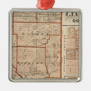 Map of Jasper County Metal Tree Decoration