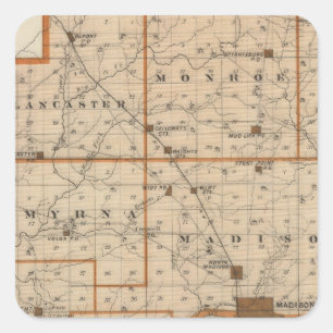Map of Jefferson County Square Sticker