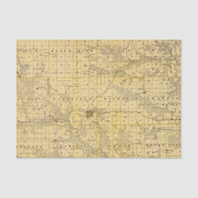 Map of Jefferson County, State of Iowa Tissue Paper (Front)