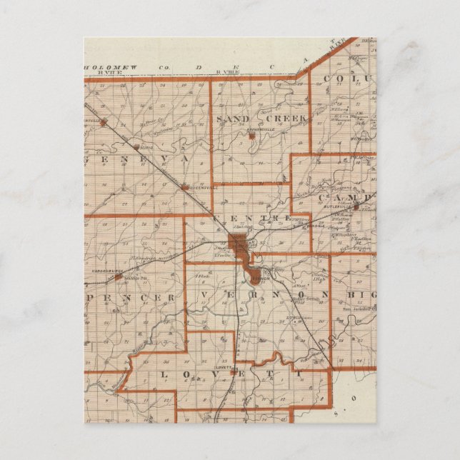 Map of Jennings County Postcard (Front)