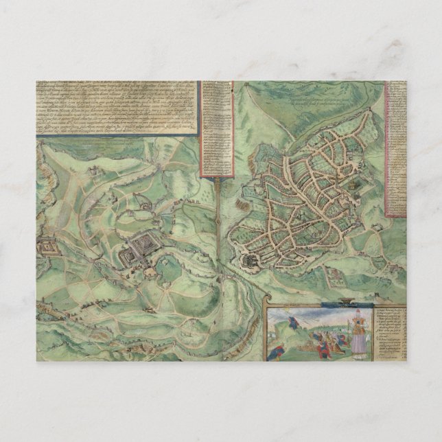 Map of Jerusalem, from 'Civitates Orbis Terrarum' Postcard (Front)