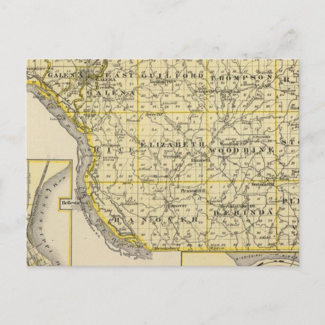 Map of JoDaviess County, Moline and Dunleith Postcard (Front)