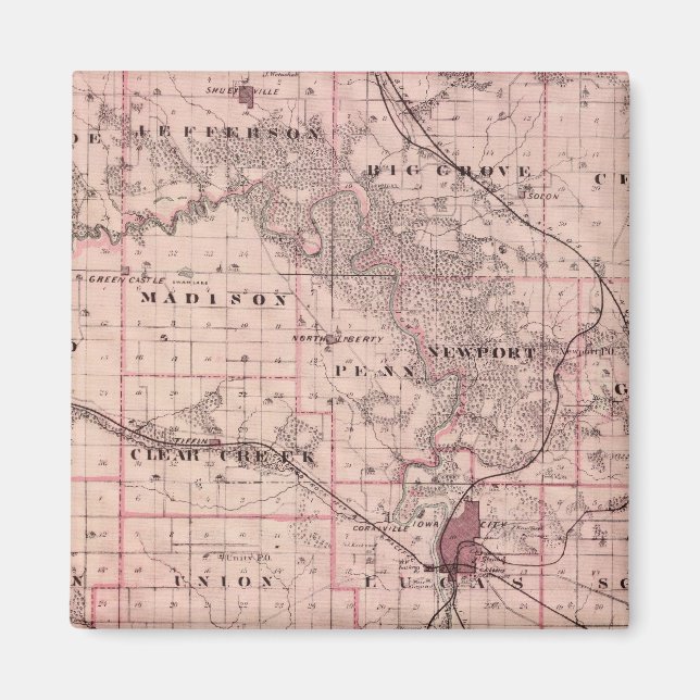 Map of Johnson County, State of Iowa Magnet (Front)