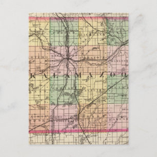 Map of Kalamazoo County, Michigan Postcard