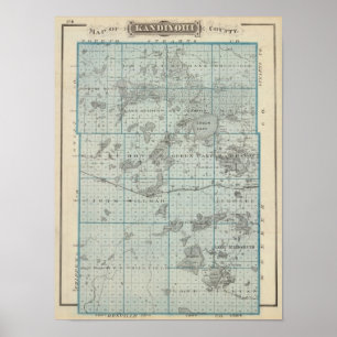 Map of Kandiyohi County, Minnesota Poster
