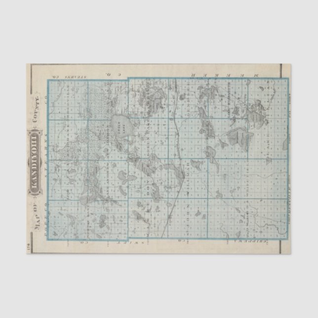 Map of Kandiyohi County, Minnesota Tissue Paper (Front)