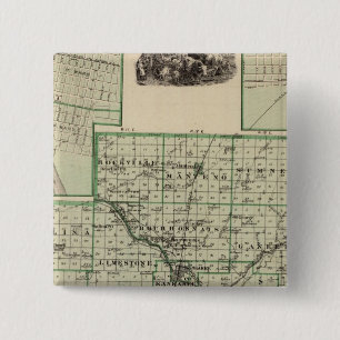 Map of Kankakee County, Kankakee and Gilman 15 Cm Square Badge
