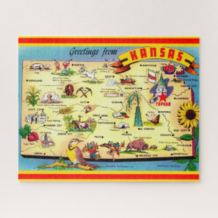 Map of Kansas 16x20 Jigsaw Puzzle
