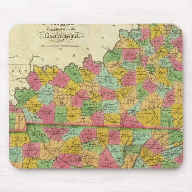 Map of Kentucky and Tennessee Mouse Pad (Front)