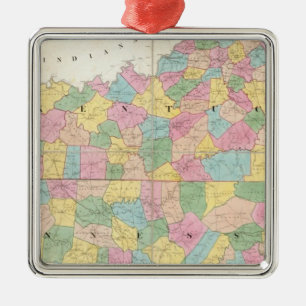 Map of Kentucky & Tennessee Metal Tree Decoration