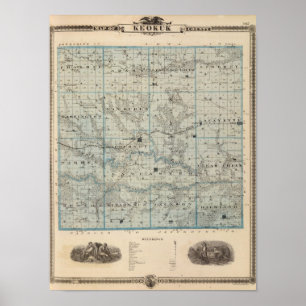 Map of Keokuk County, State of Iowa Poster
