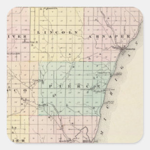 Map of Kewaunee County Square Sticker