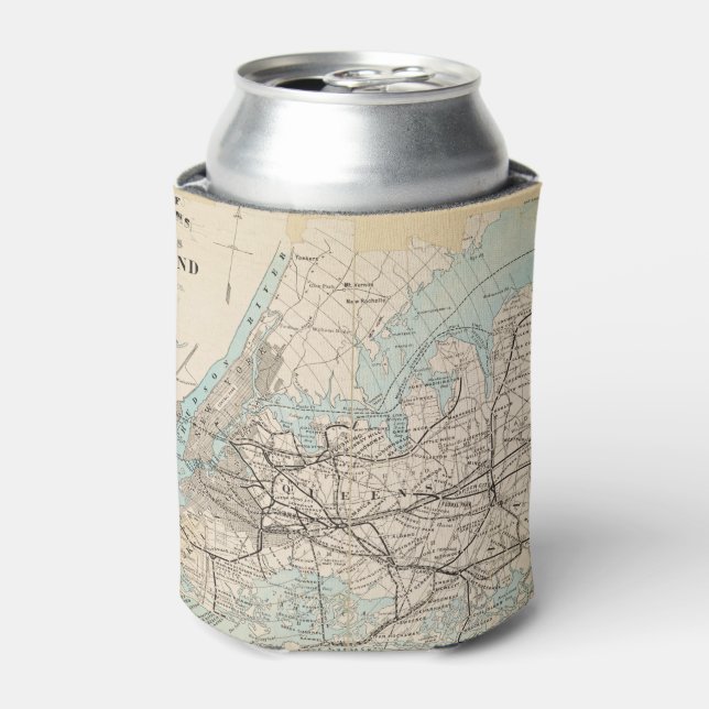 Map of Kings, Queens, Long Island Can Cooler (Can Front)