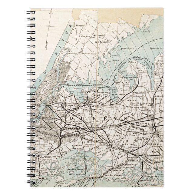 Map of Kings, Queens, Long Island Notebook (Front)