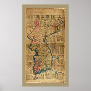 Map of Korea (1822) Poster