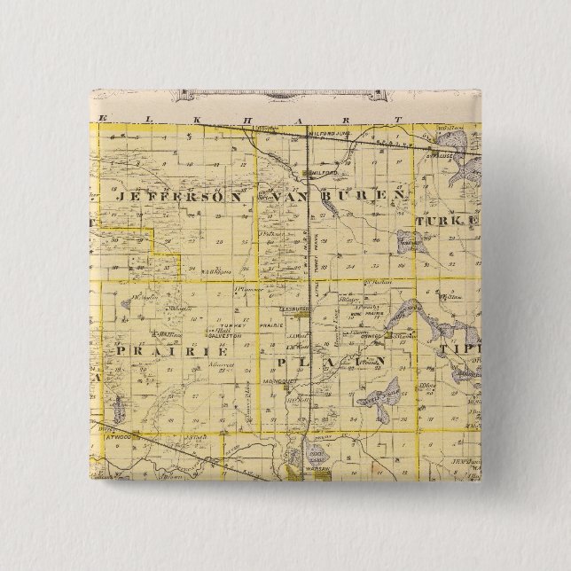 Map of Kosciusko County 15 Cm Square Badge (Front)