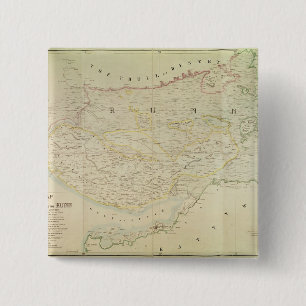 Map of Kutch and Runn, India, 1854 15 Cm Square Badge