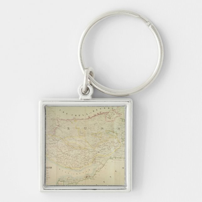 Map of Kutch and Runn, India, 1854 Key Ring (Front)