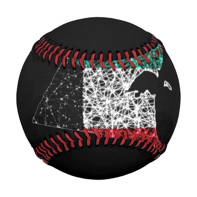 Map of Kuwait, Polygonal mesh line map Baseball (Front)