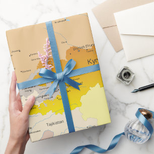 Map of Kyrgyzstan Wrapping Paper
