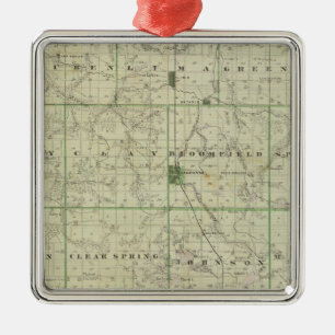 Map of Lagrange County with La Grange, Lima Metal Tree Decoration